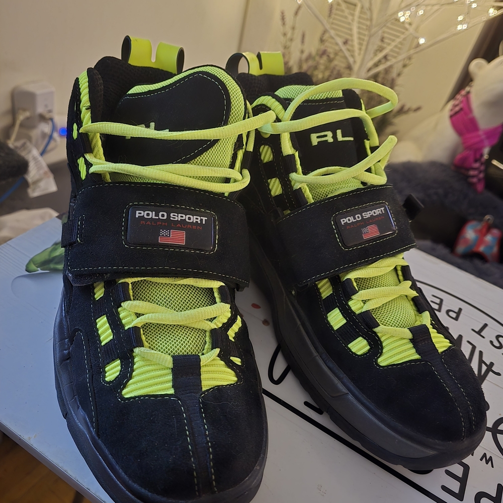 Polo by Ralph Lauren Kids Black and Bright Yellow Sneakers